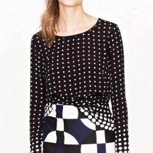 GUC J.Crew Optic Dot Black White Graphic Blouse Top Size 00
